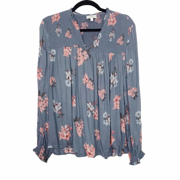 Lucky Brand Blue Floral Blouse - Picture 1 of 11